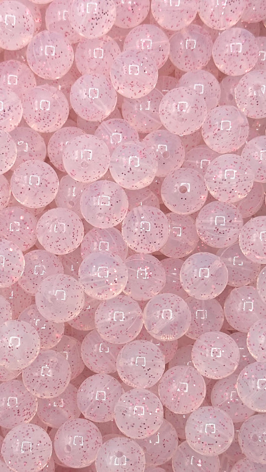 Light Pink Sparkle Jelly 15mm Beads