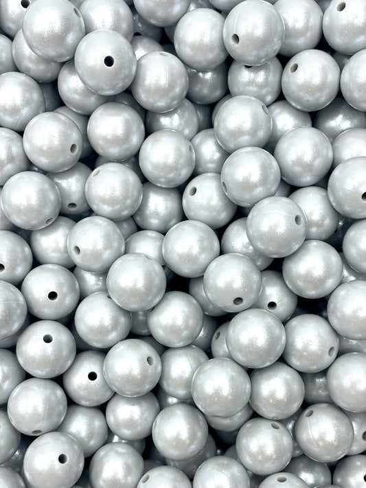 Perles gris nuageux super chatoyantes de 15 mm