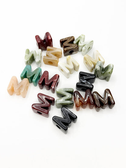 Mixed MARBLE Random Color Acrylic Large 20mm HORIZONTAL Hole Letter Beads
