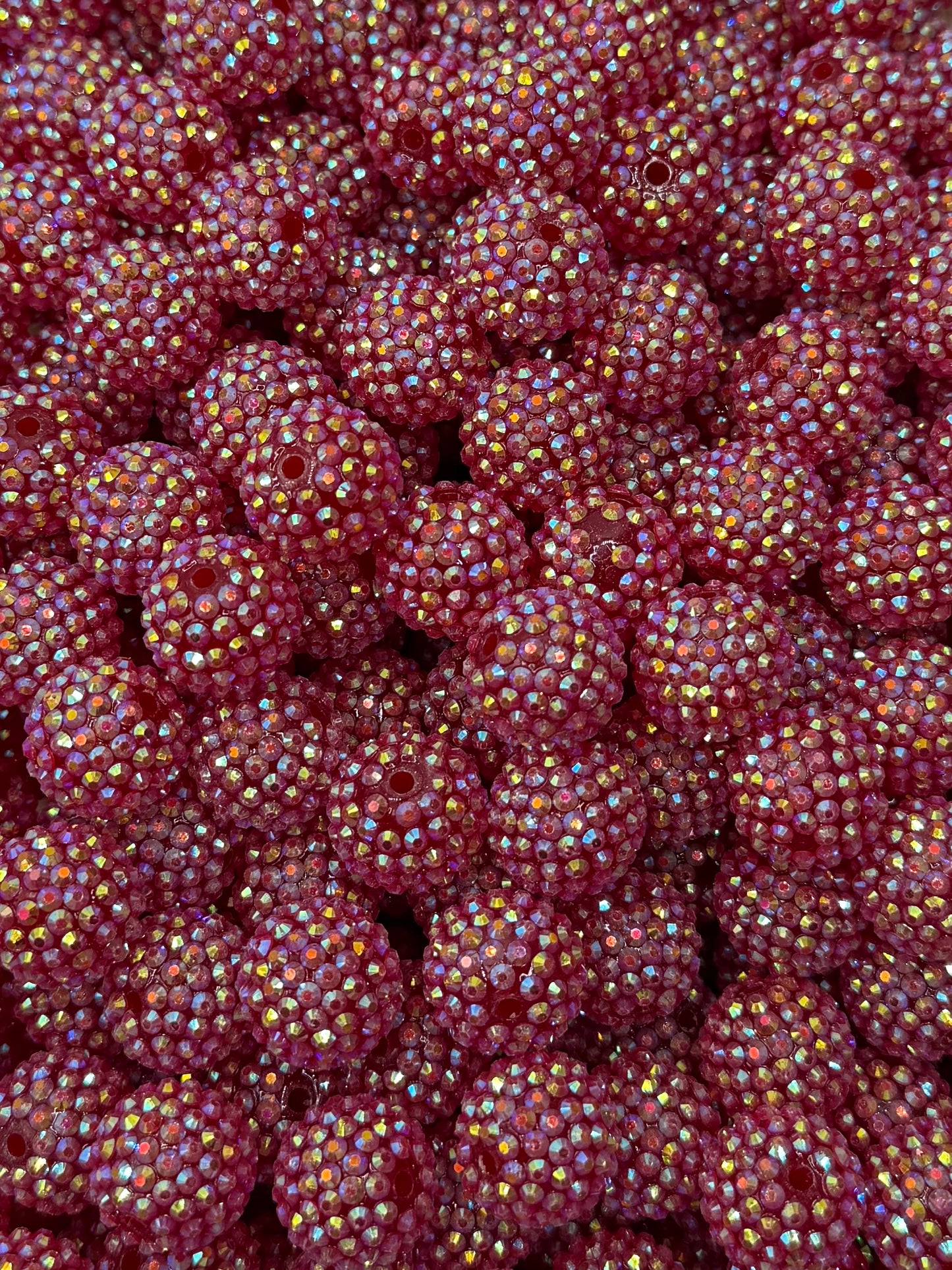 Raspberry Iridescent Rhinestone 20mm Acrylic Bead