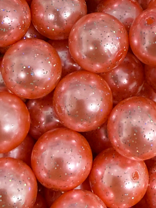 Salmon Solid Glitter 20mm Acrylic Bead