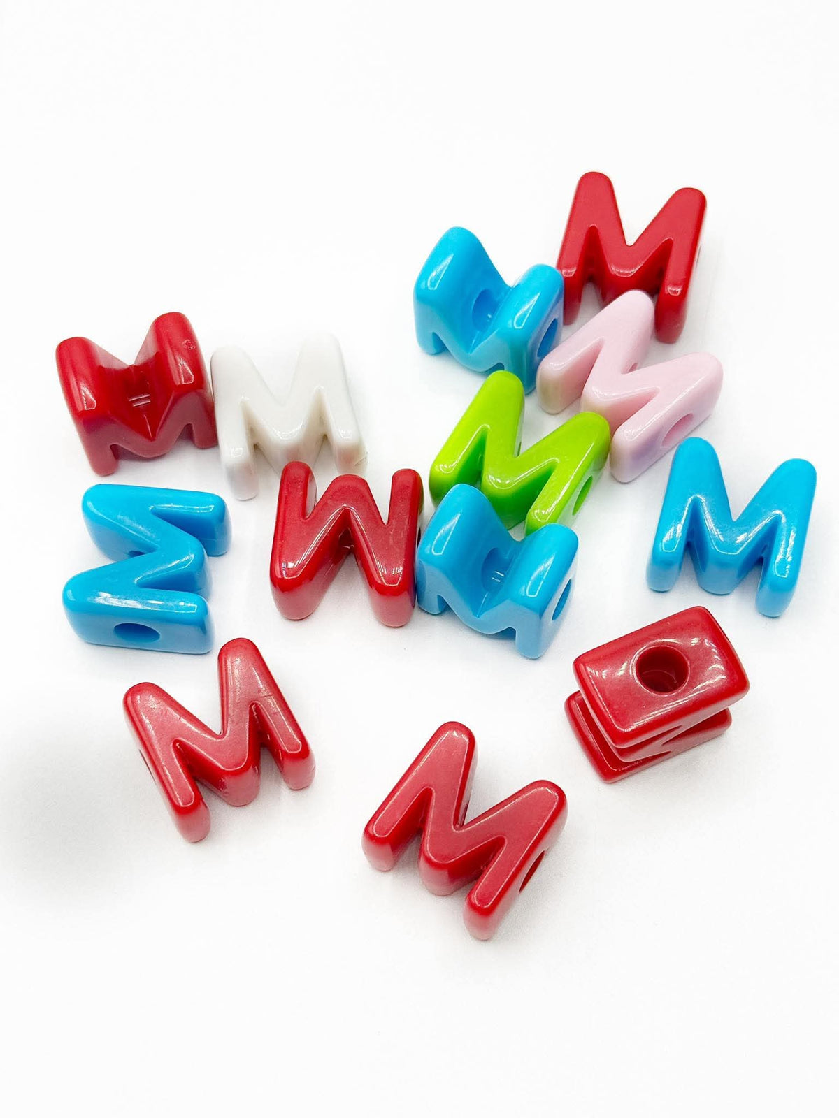 Mixed Primary SOLID Random Color Acrylic Large 20mm HORIZONTAL Hole Letter Beads