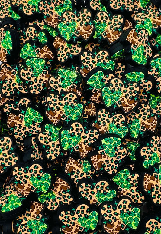 Leopard Patty Hearts Focal Bead