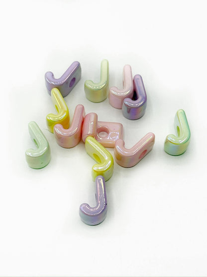 Mixed Pastel SOLID Random Color Acrylic Large 20mm HORIZONTAL Hole Letter Beads