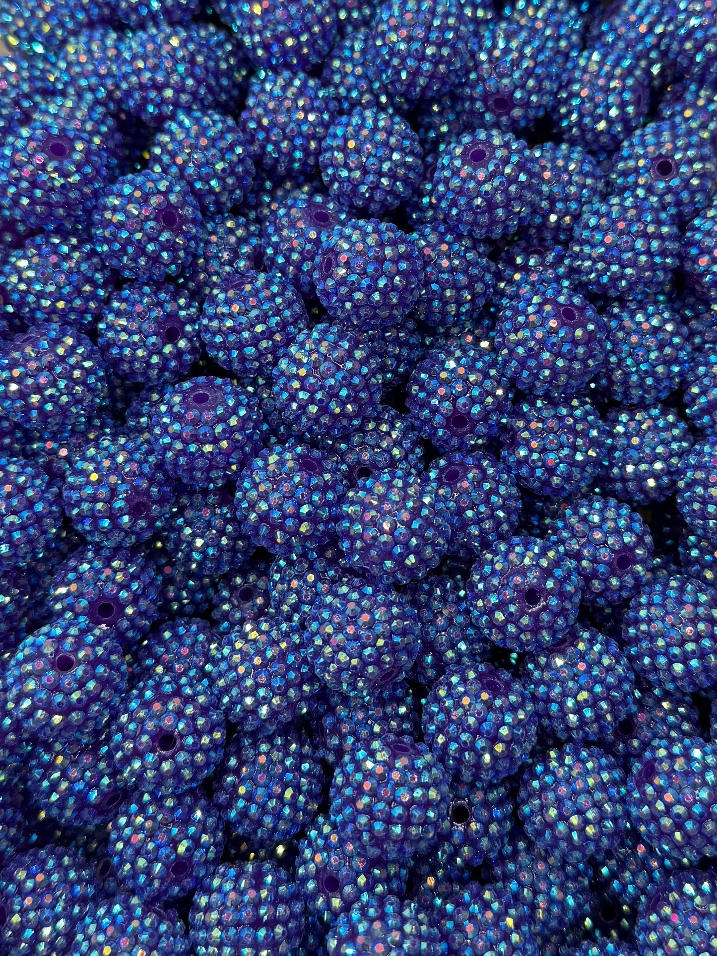 Deep Purple Iridescent Rhinestone 20mm Acrylic Bead