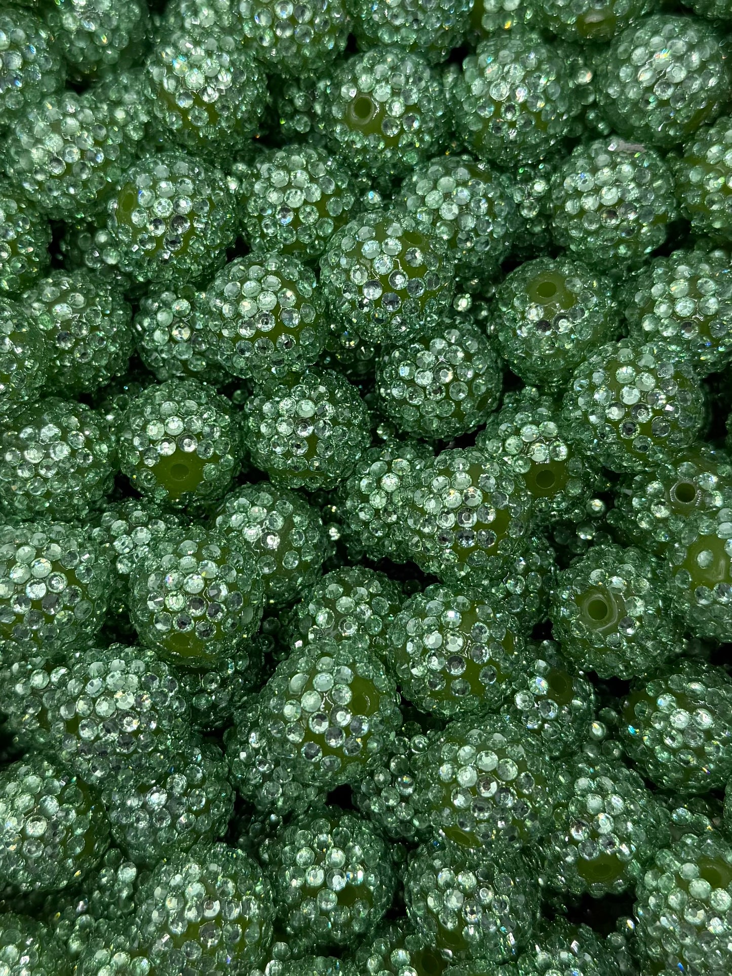 Grass Gloss Rhinestone 20mm Acrylic Bead