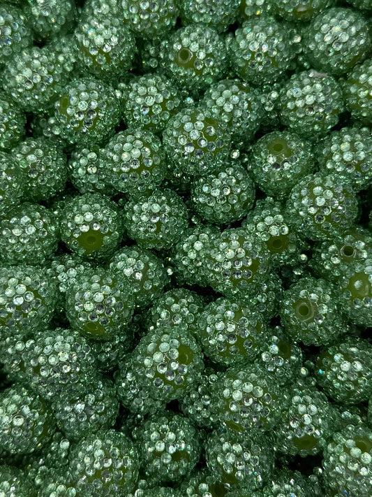 Grass Gloss Rhinestone 20mm Acrylic Bead