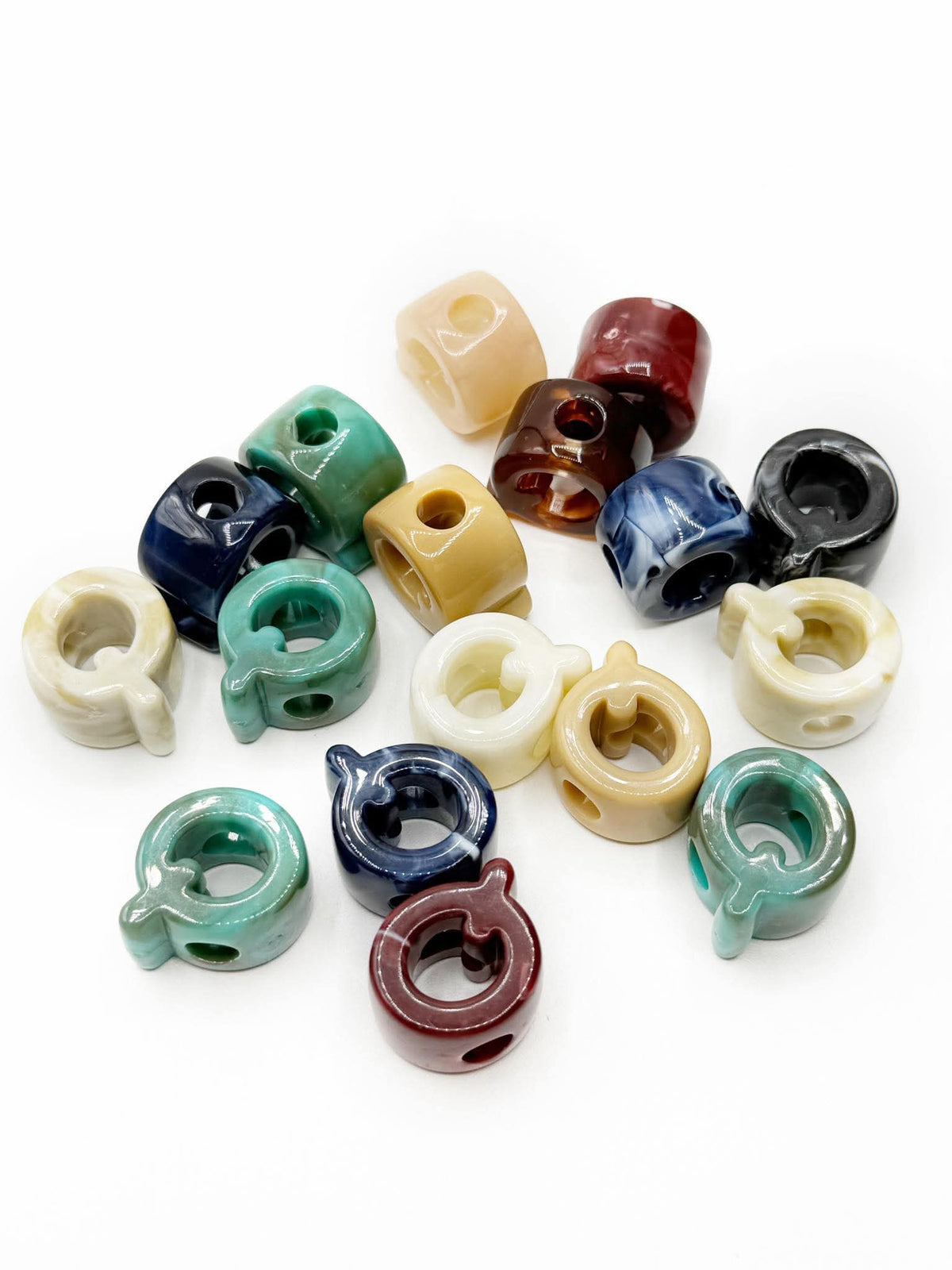 Mixed MARBLE Random Color Acrylic Large 20mm HORIZONTAL Hole Letter Beads