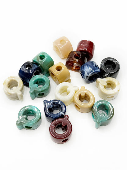 Mixed MARBLE Random Color Acrylic Large 20mm HORIZONTAL Hole Letter Beads