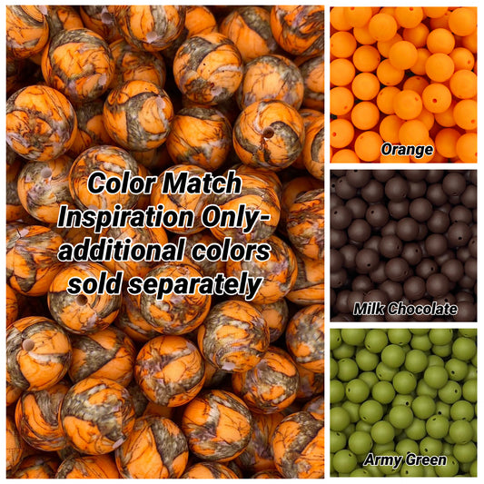 *CTS Creation: Orange Classic Camouflage 15mm Printed Bead