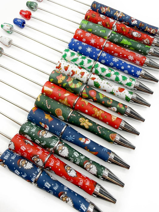 **14 Pack** Holiday Printed  Beadable Pen Pack