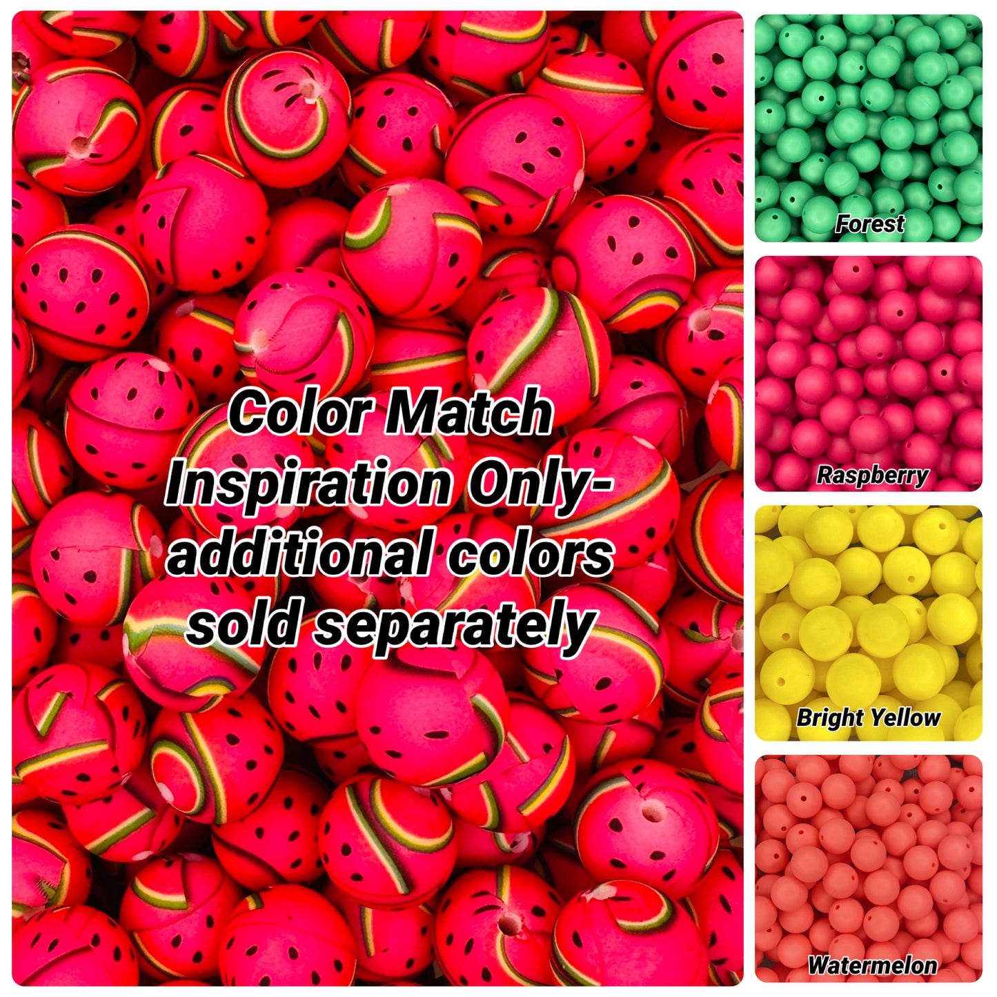 Watermelon Printed 15mm Bead