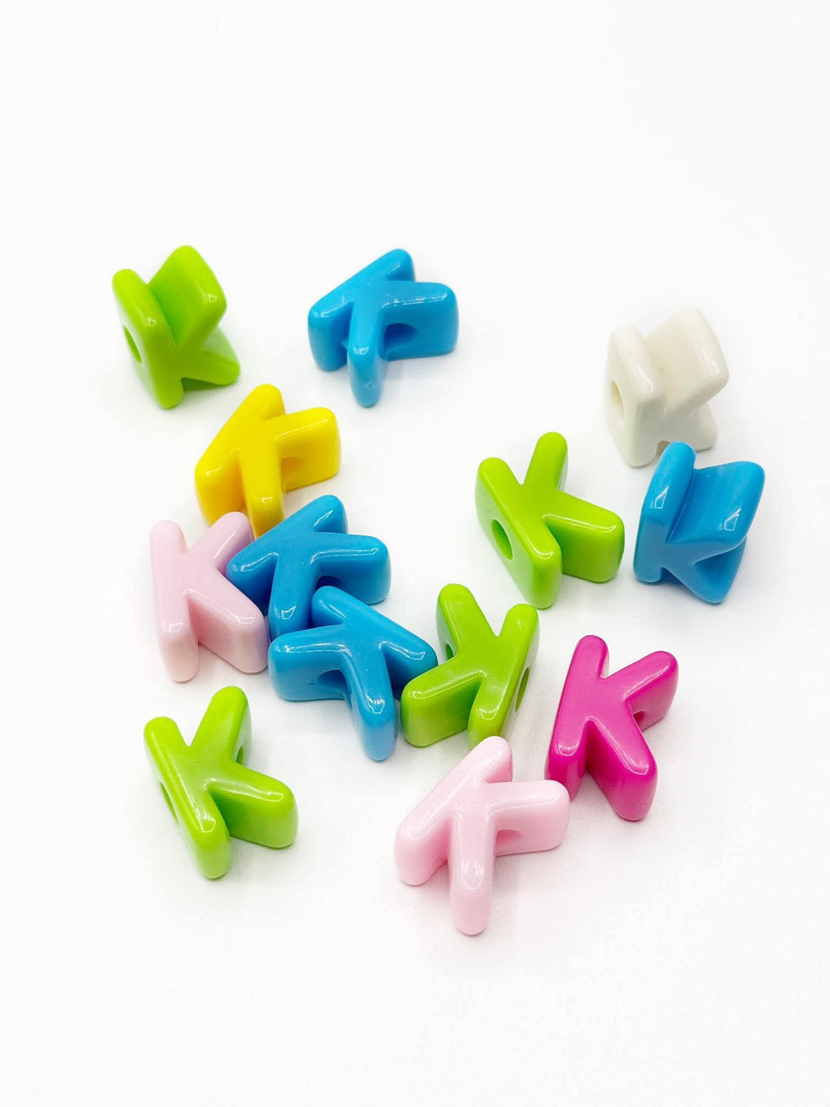 Mixed Primary SOLID Random Color Acrylic Large 20mm HORIZONTAL Hole Letter Beads