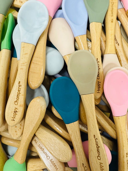 LAST CHANCE: Silicone and Wood Baby Spoons (Pack of 3)