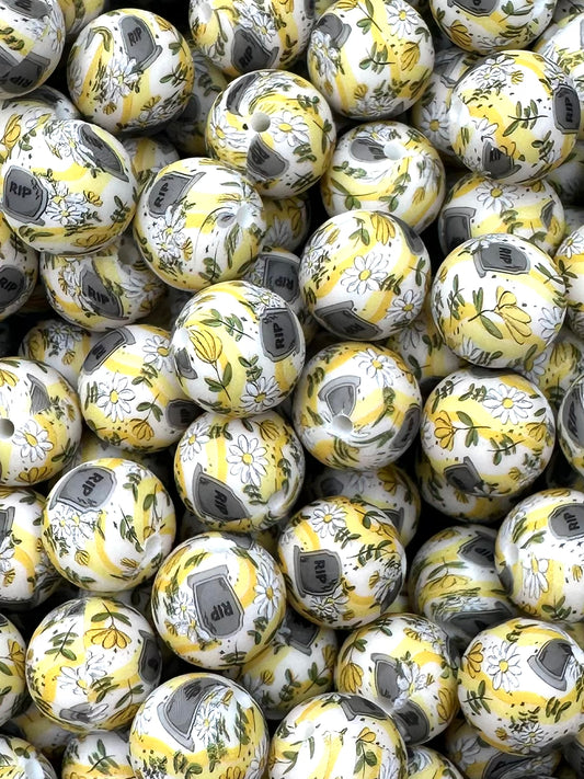 Pushin' Up Daisies Printed 15mm Bead