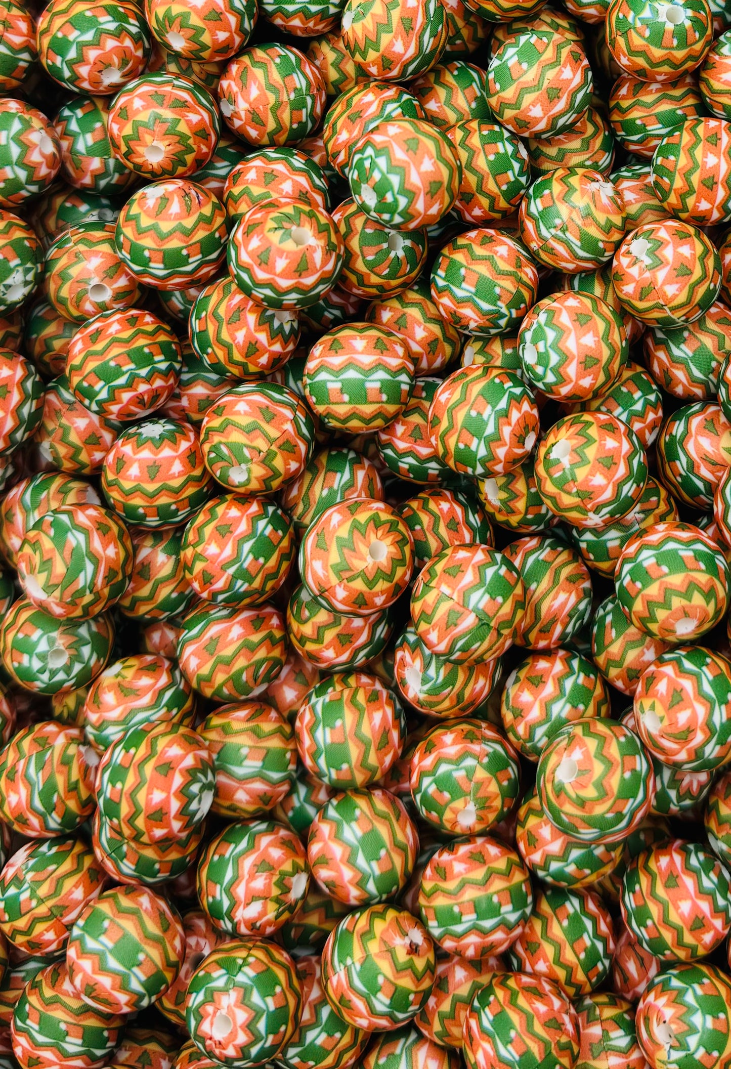 Aztec Christmas Printed 15mm Bead