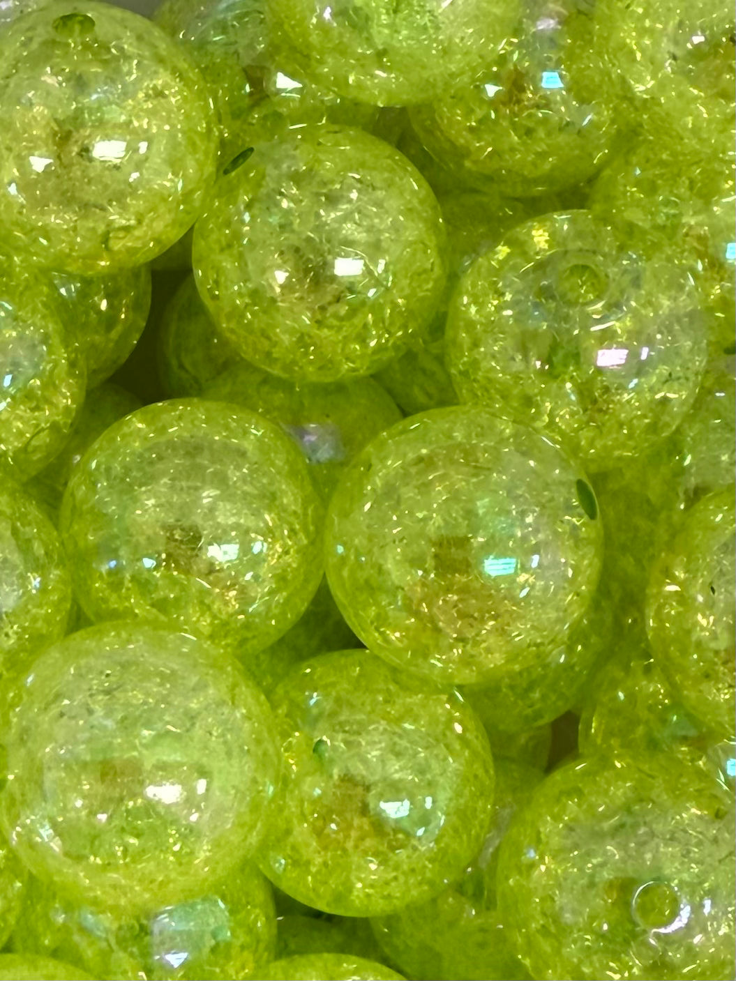 Lime Iridescent Crushed Ice 20mm Acrylic Bead