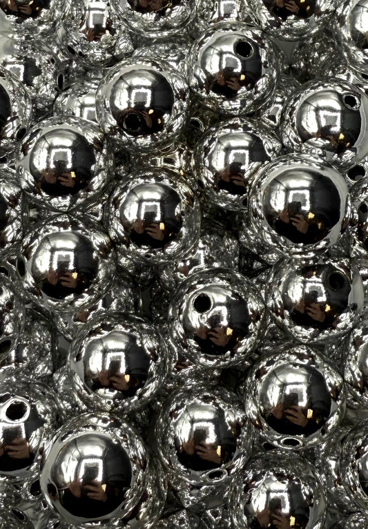 Silver Mirror 20mm Acrylic Bead