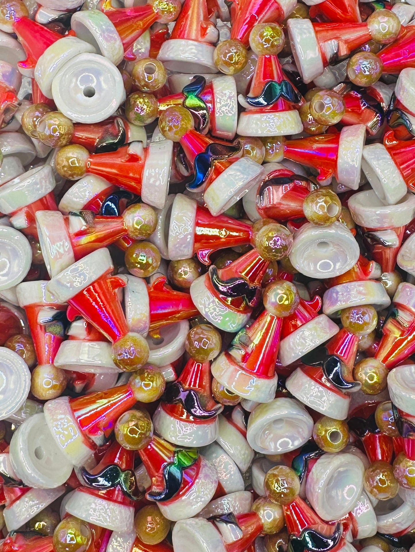 Acrylic Santa Hat Focal Beads