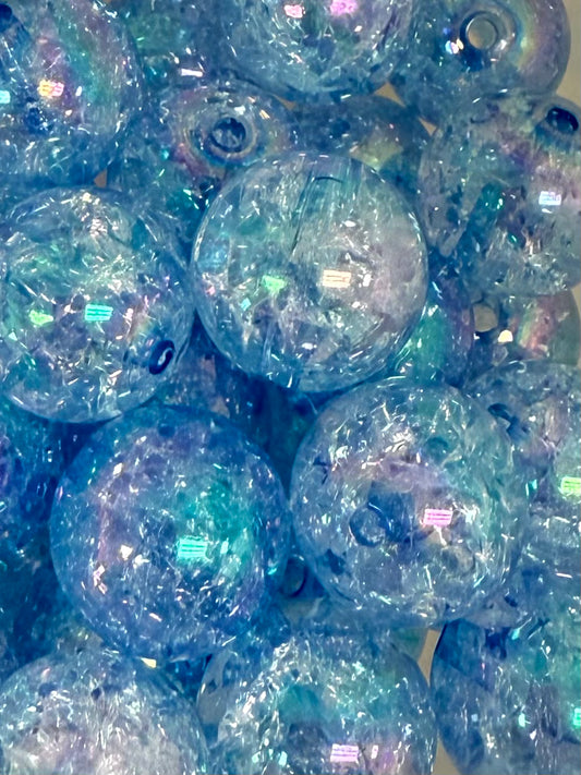 Blue Iridescent Crushed Ice 20mm Acrylic Bead