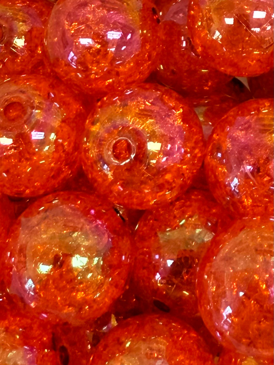 Orange Iridescent Crushed Ice 20mm Acrylic Bead