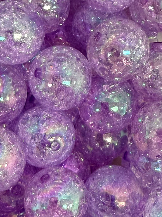 Purple Iridescent Crushed Ice 20mm Acrylic Bead