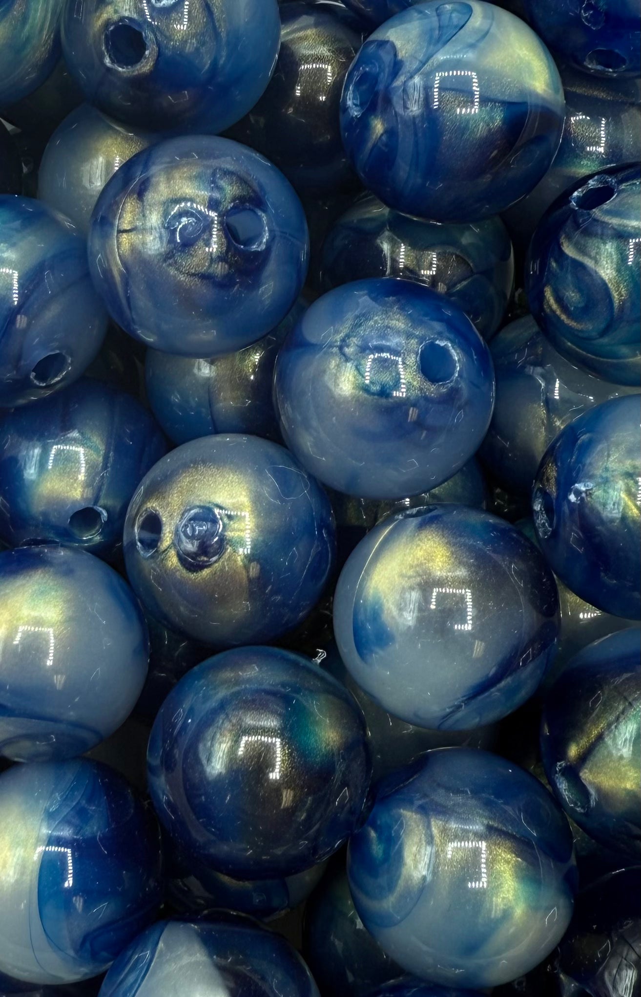 Blue Bowling Ball 20mm Acrylic Bead