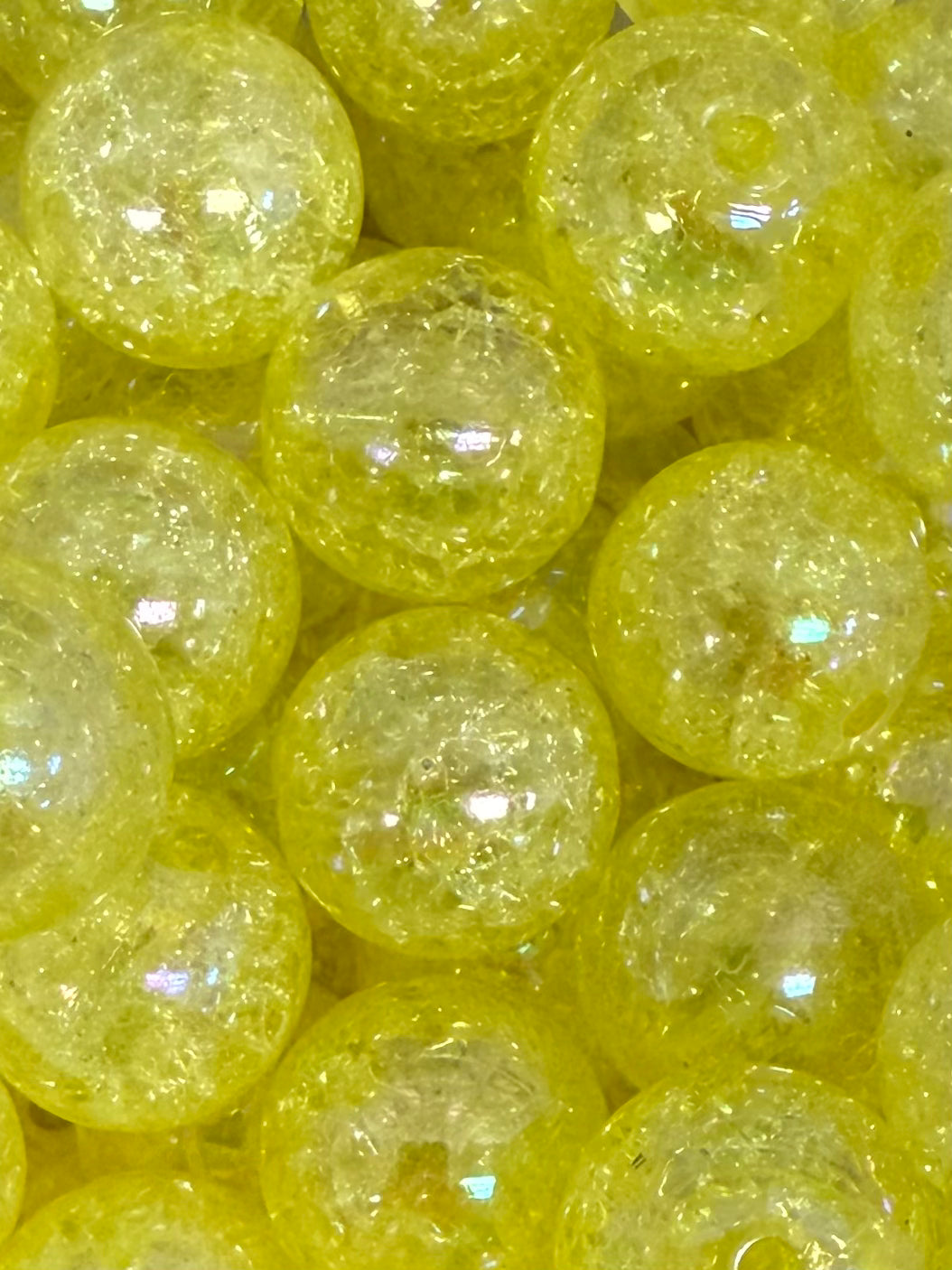 Yellow Iridescent Crushed Ice 20mm Acrylic Bead