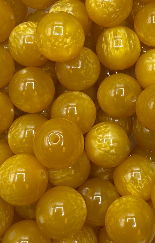 Yellow Bowling Ball 20mm Acrylic Bead