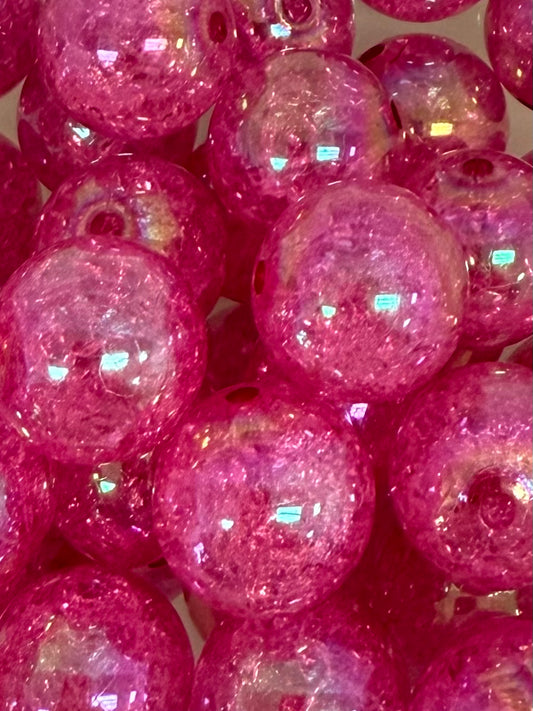 Fuchsia Iridescent Crushed Ice 20mm Acrylic Bead