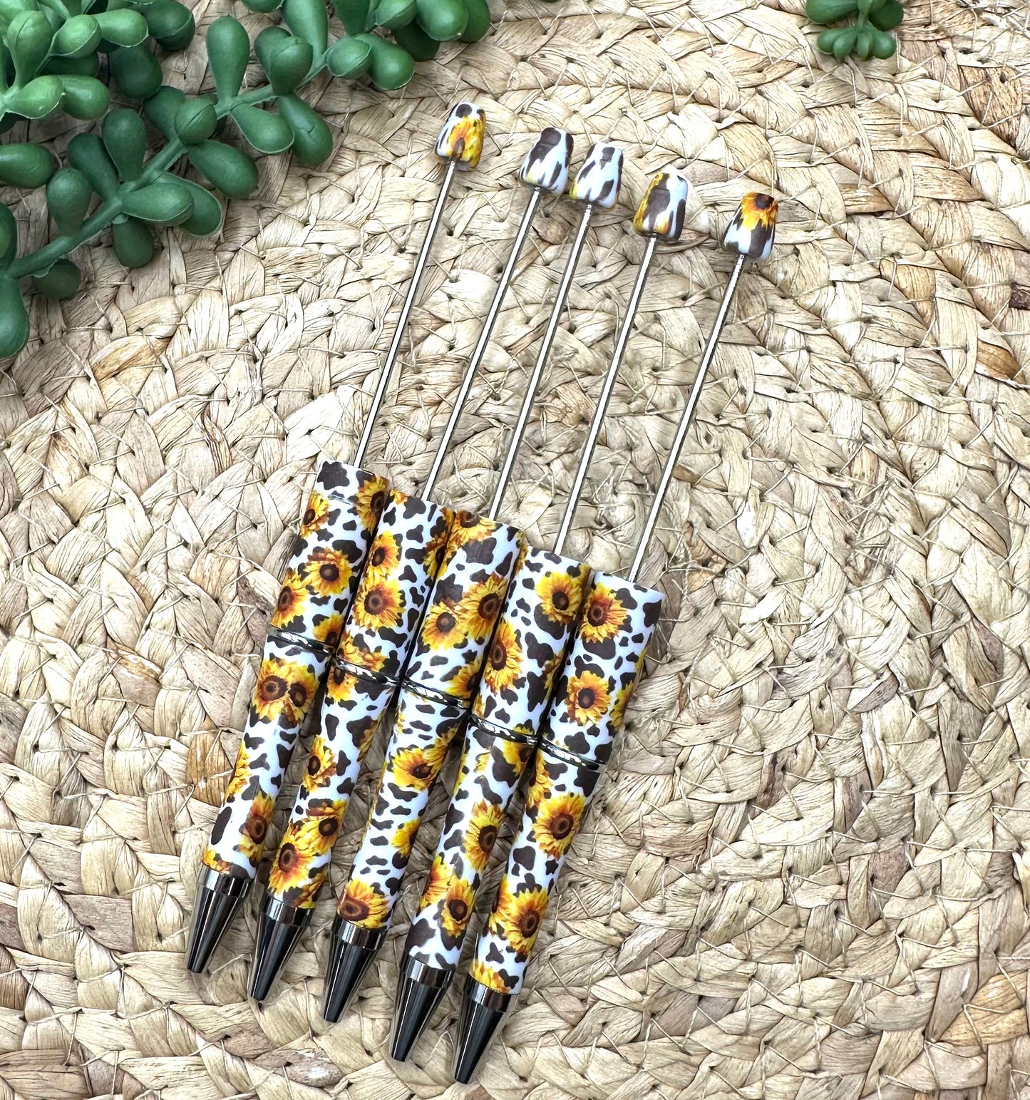 CTS Creation: Sunflower Brown Cow Beadable Printed Pen  **Patent Pending**