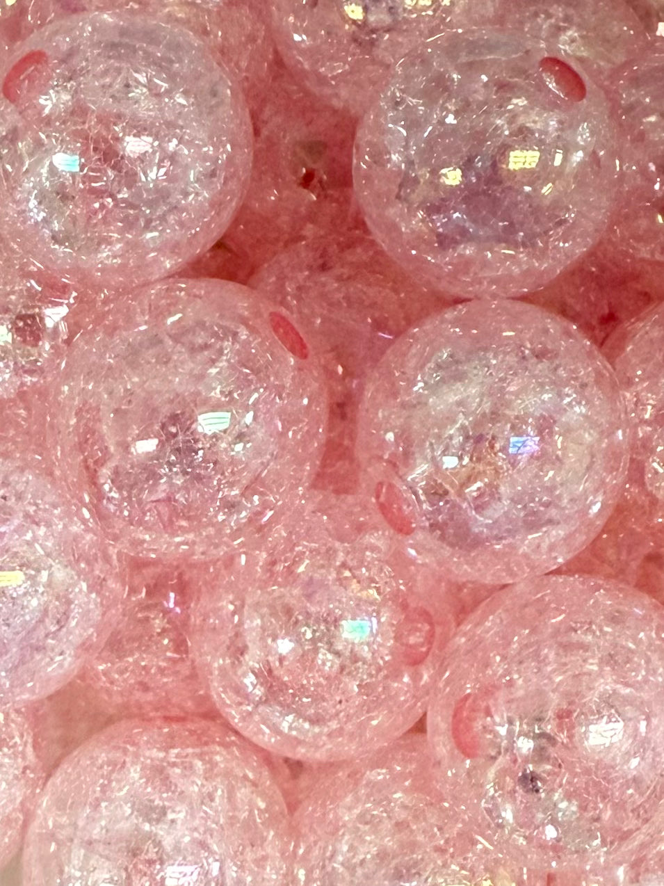 Baby Pink Iridescent Crushed Ice 20mm Acrylic Bead