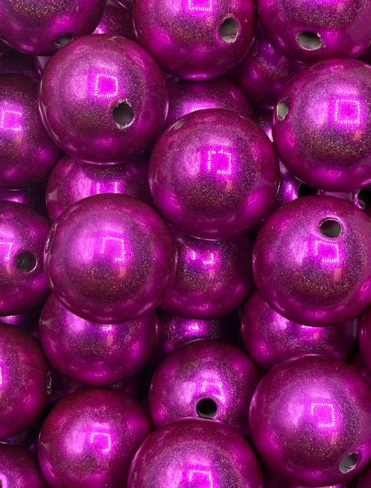 Fuchsia Metallic Glitter 20mm Acrylic Bead