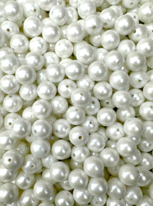 Perles blanches super chatoyantes de 15 mm