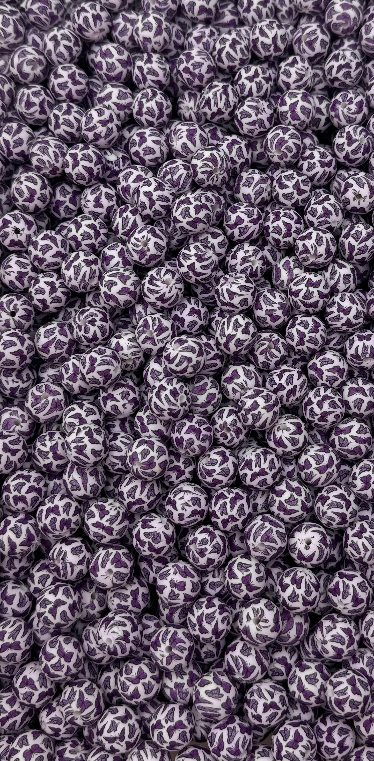 ***COMING SOON***Purple Butterfly Kisses Printed 15mm Bead