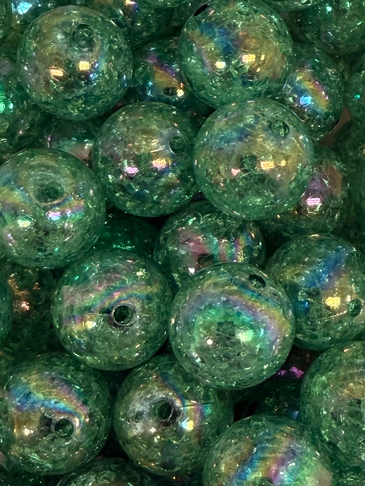 Forest Iridescent Crushed Ice 20mm Acrylic Bead