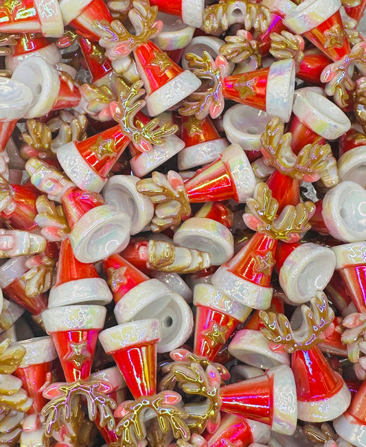 Acrylic Santa Hat Focal Beads