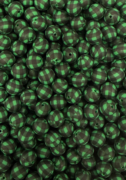 Perles de 15 mm imprimées à carreaux de buffle