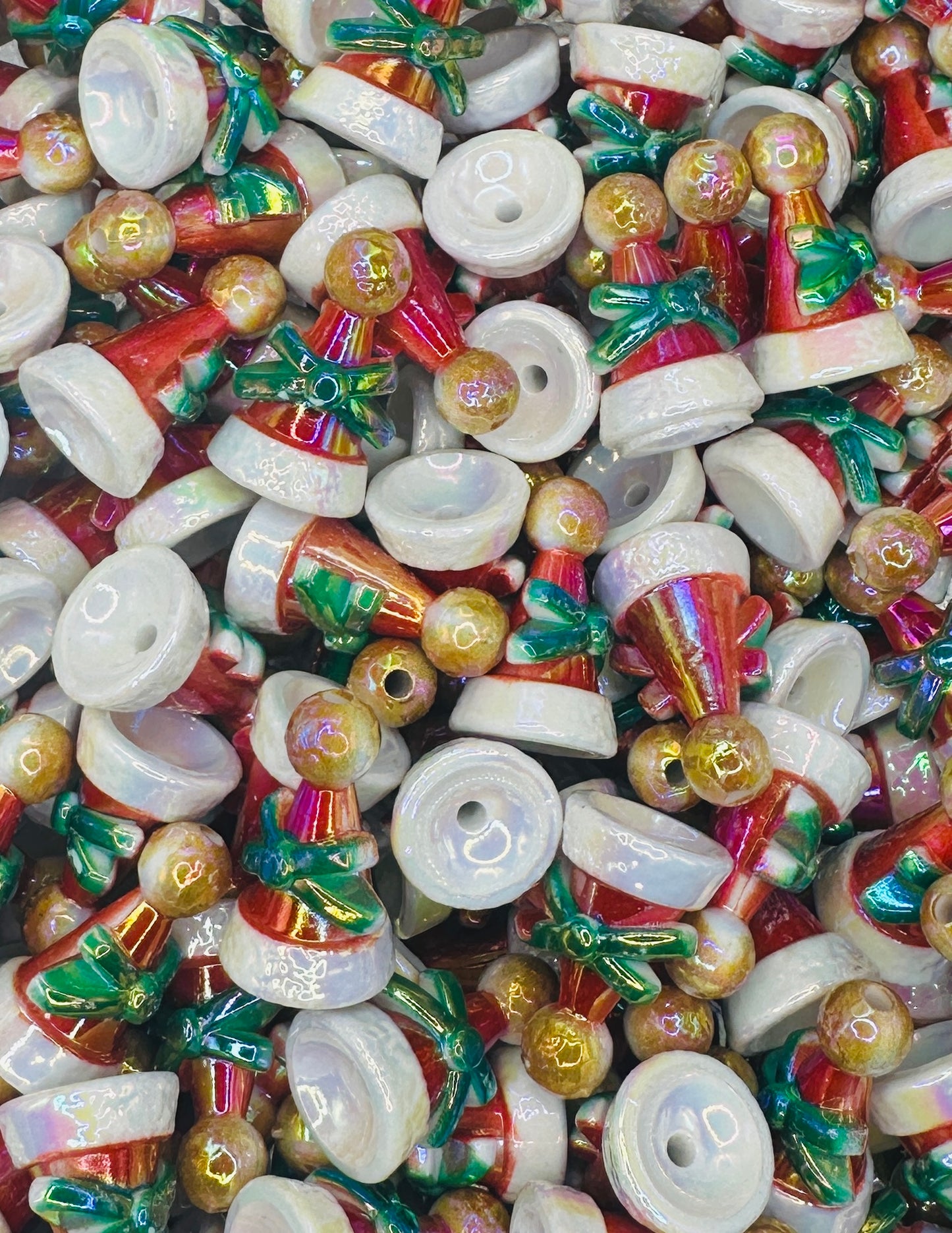 Acrylic Santa Hat Focal Beads