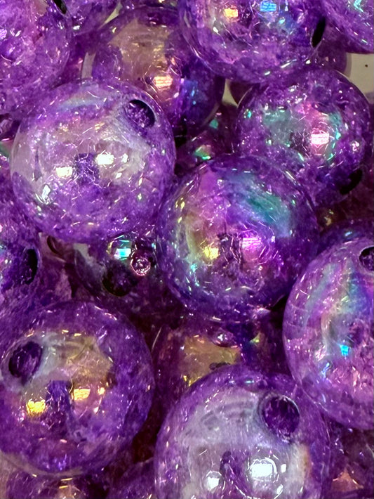 Dark Purple Iridescent Crushed Ice 20mm Acrylic Bead