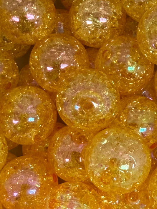 Golden Iridescent Crushed Ice 20mm Acrylic Bead