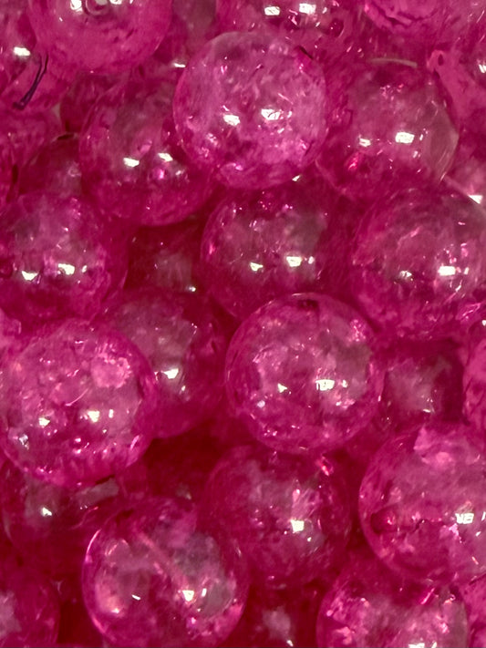 Hot Pink Crushed Ice 20mm Acrylic Bead