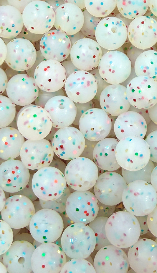 *Confetti Beads 12mm Round - NON TEETHING