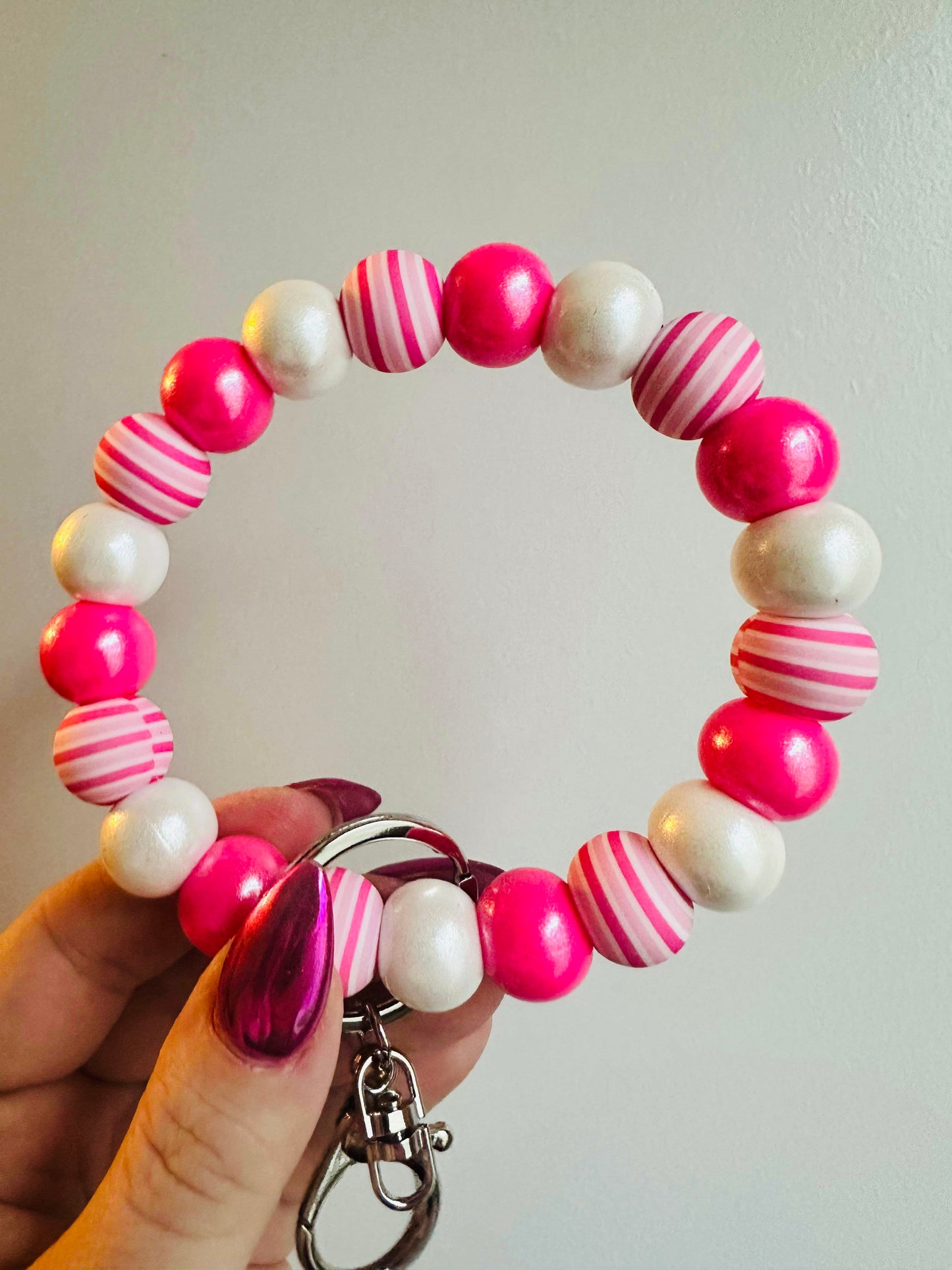 Pink Stripes Key Ring Kit #99