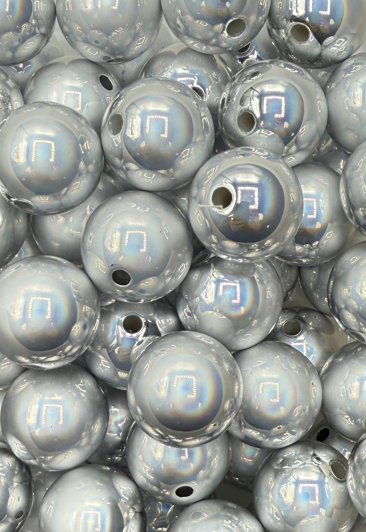 Silver Metallic 20mm Acrylic Bead