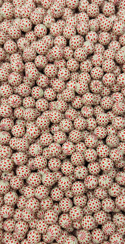 Red/Green Holiday Checkered Charm 15mm Bead