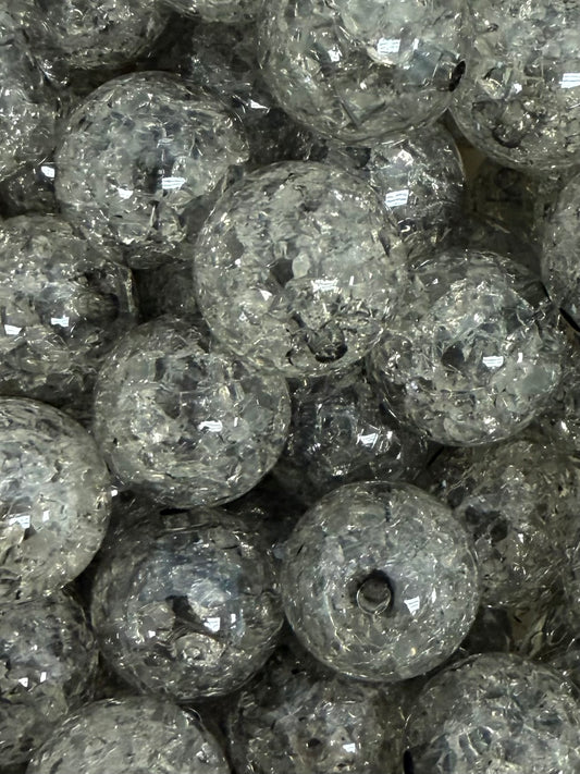 Charcoal Crushed Ice 20mm Acrylic Bead