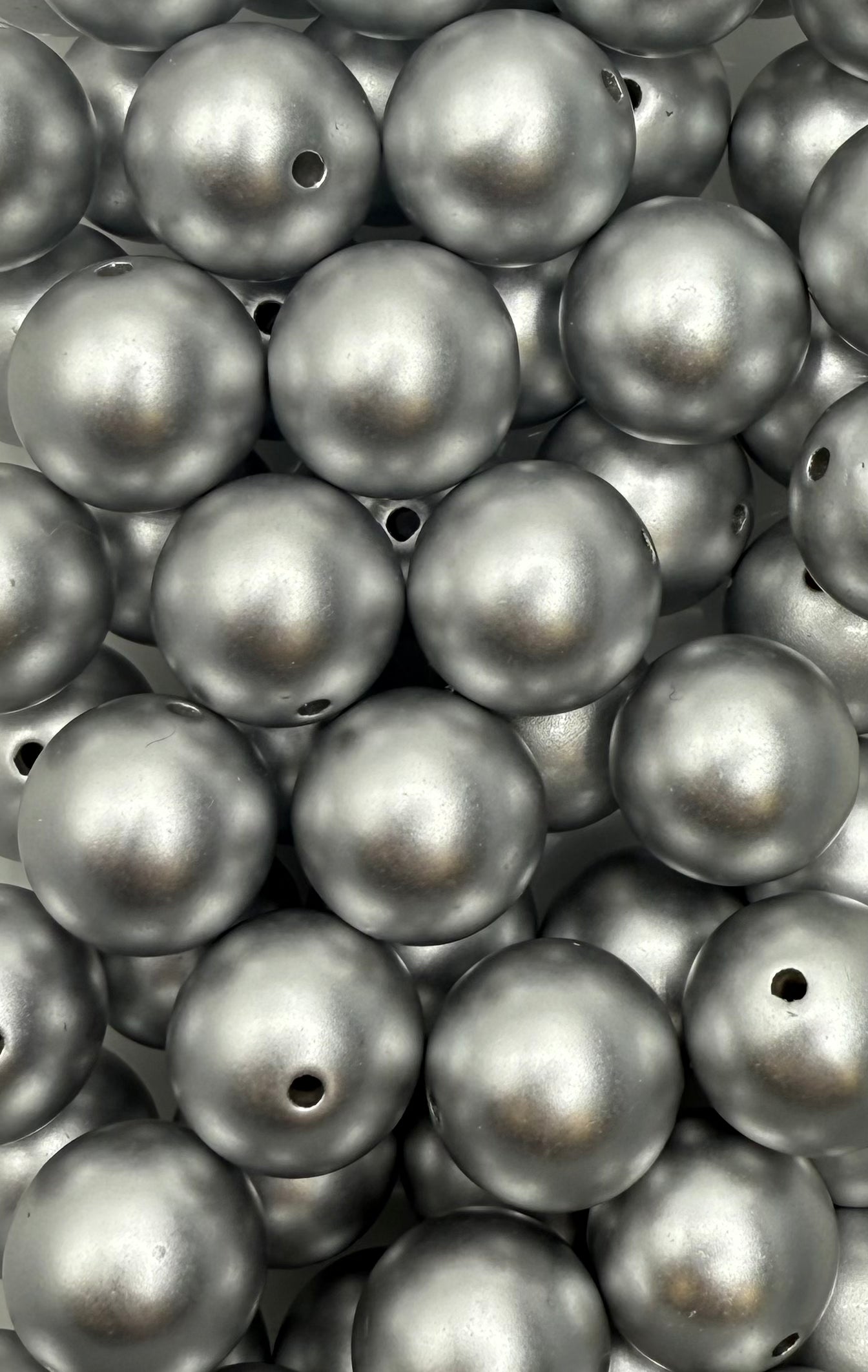 Silver Metallic Matte 20mm Acrylic Bead