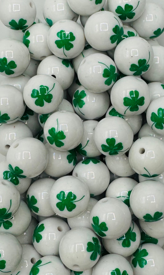 Shiny Shamrock 20mm Acrylic Bead