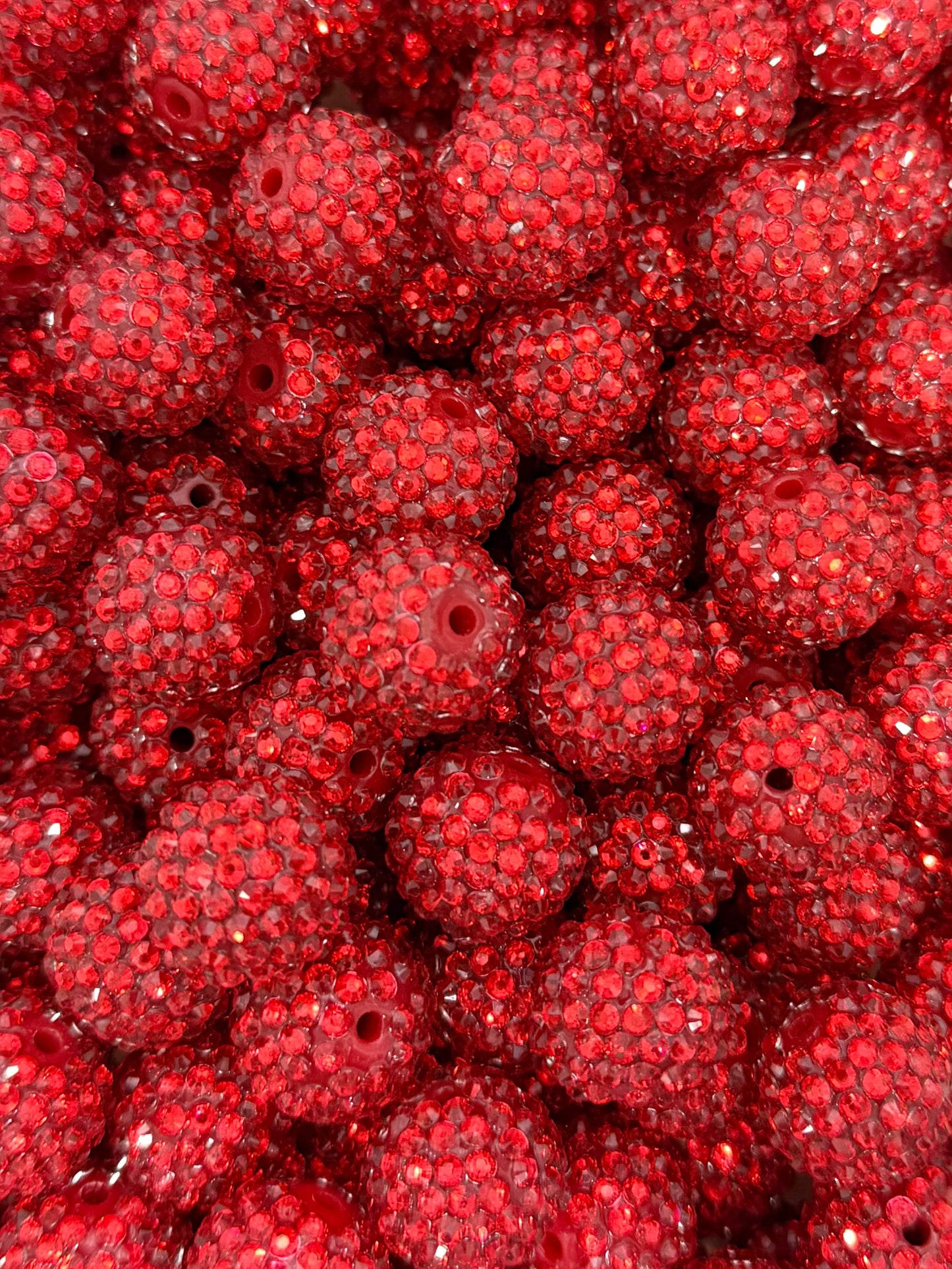 Royal Red Gloss Rhinestone 20mm Acrylic Bead